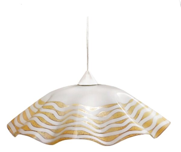 Sospensione classica due p ghost 2593 s e27 led vetro ondulato decorato - Due P Illuminazione