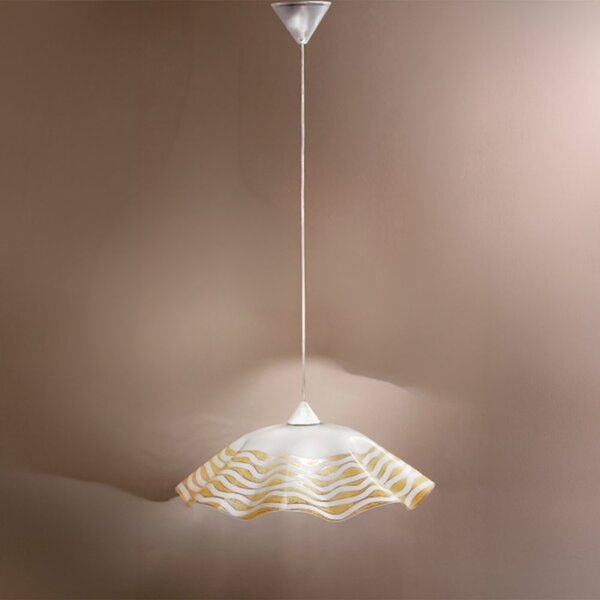 Sospensione classica due p ghost 2593 s e27 led vetro ondulato decorato - Due P Illuminazione
