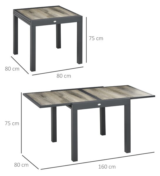Outsunny Tavolo da Giardino Allungabile per 6 Persone in Plastica e Alluminio, 80/160x80x75 cm, Beige | Aosom Italy