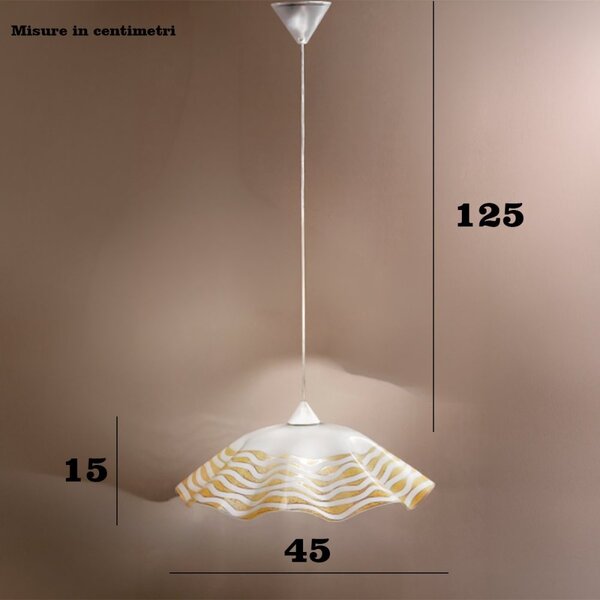 Sospensione classica due p ghost 2593 s e27 led vetro ondulato decorato - Due P Illuminazione