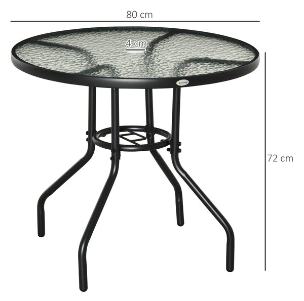 Outsunny Tavolo da Giardino Rotondo con Foro per Ombrellone, 80cm, Nero | Aosom Italy