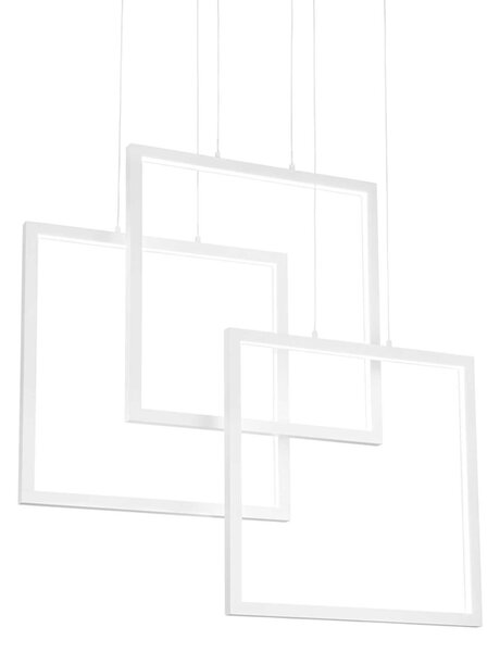 Sospensione Moderna Frame Alluminio Bianco Led 80W 3000K Luce Calda