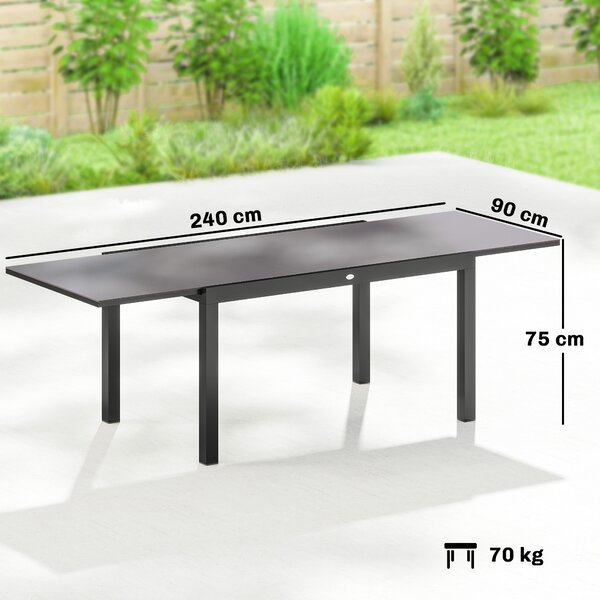 Outsunny Tavolo da Giardino Tavolo da Pranzo Allungabile 140/240x90 cm Nero | Aosom Italy