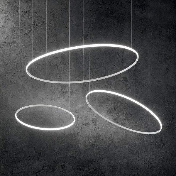 Sospensione Moderna Hulahoop Alluminio-Plastiche Bianco 1 Luce 31W 3000K D61Cm