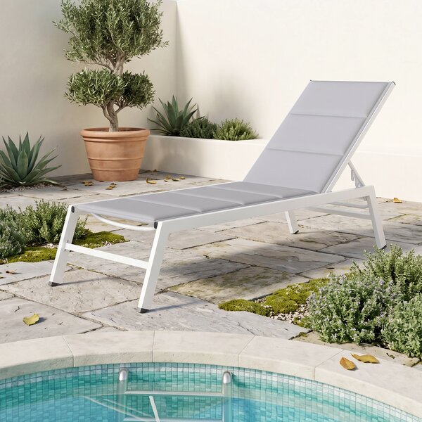 Outsunny Sdraio Imbottita, Schienale 6 Posizioni, Telaio Alluminio, Capacità 120 Kg, Grigio Chiaro | Aosom Italy