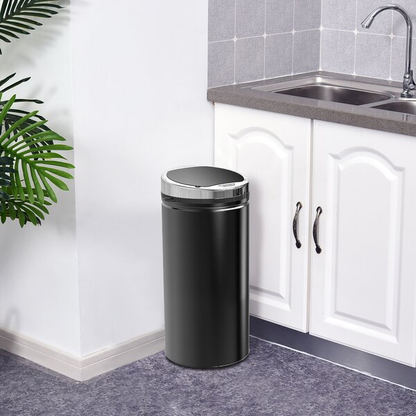 Pattumiera Automatica da 42L con Sensore a Infrarossi 30.5x30.5x68 cm in Acciaio e Plastica Nero