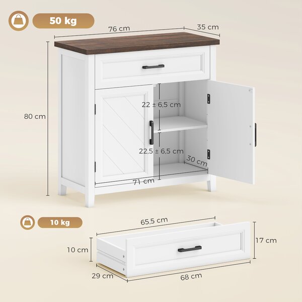HOMCOM Credenza Moderna Rustico con Ripiano Regolabile, Spazio Contenitore e 2 Ante | Aosom Italy