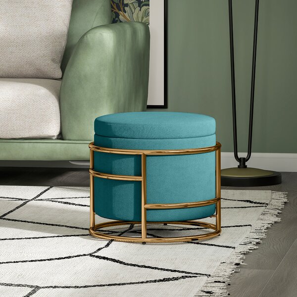 HOMCOM Pouf Contenitore Rotondo in Velluto con Vano da 24L e Coperchio Rimovibile, Ø42x39 cm, Verde | Aosom Italy