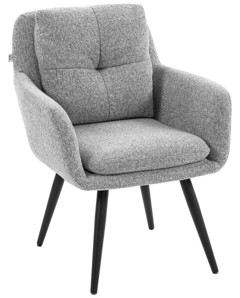 HOMCOM Poltrona moderna, imbottita, con gambe in metallo, rivestimento effetto lino, Grigio chiaro | Aosom Italy