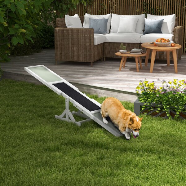 PawHut Agility sport per cani, attrezzatura da addestramento antiscivolo 180 x 30 x 30 cm Grigio bianco | Aosom Italy