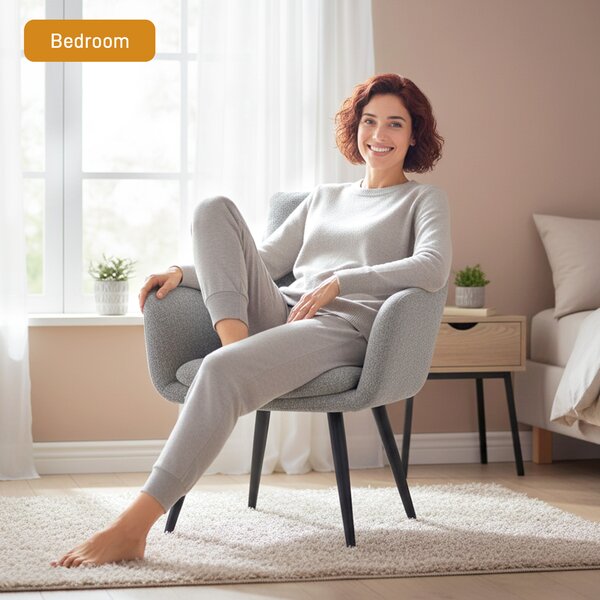 HOMCOM Poltrona moderna, imbottita, con gambe in metallo, rivestimento effetto lino, Grigio chiaro | Aosom Italy
