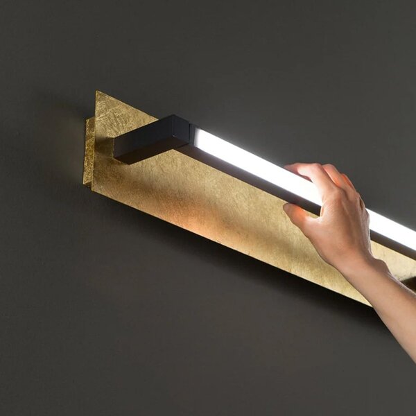 Applique orientabile perenz foglia 8434 fo ct led cct 960lm nero opaco foglia oro - Perenz