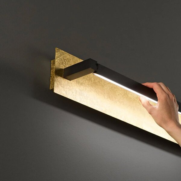 Applique orientabile perenz foglia 8434 fo ct led cct 960lm nero opaco foglia oro - Perenz