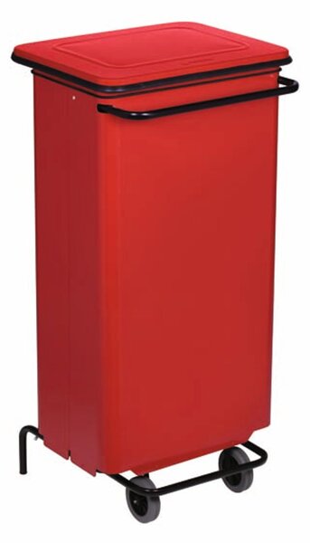 Pattumiera contenitore con Ruote Mobile Rettangola Continox 48x50xh 100 - Litri 110 peso 14 kg Verniciatura con polveri epossidiche colore Rosso