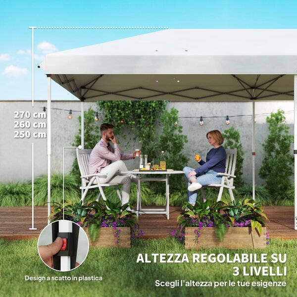Outsunny Gazebo Pieghevole con 6 Pannelli Laterali da Giardino e Esterno, 585x295 cm, Bianco | Aosom Italy