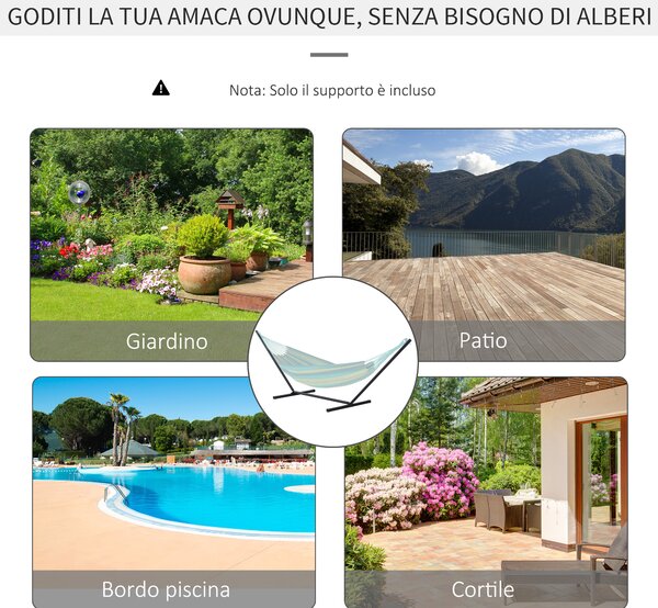 Outsunny Struttura Portante per Amaca Supporto Max. 120 Kg Metallo 360x92x115cm|Aosom
