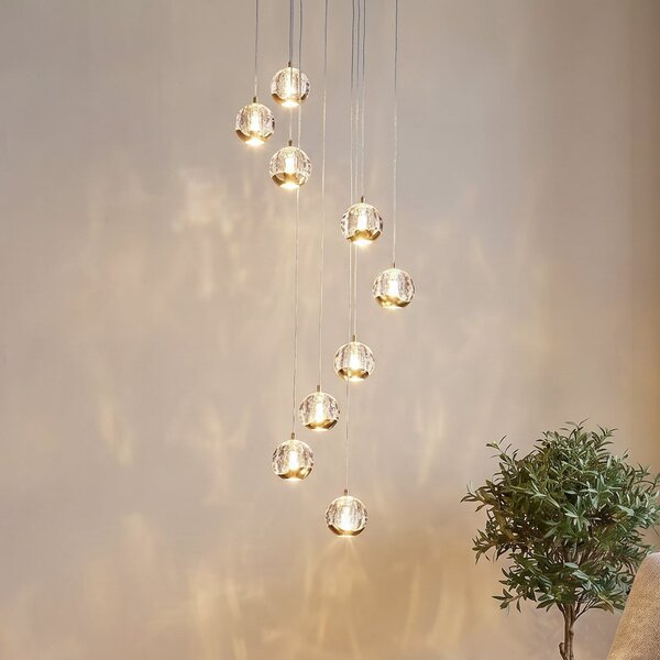 Lampada a sospensione Lucande, Hayley, Dorato / Ottone, Soggiorno, Vetro, Design