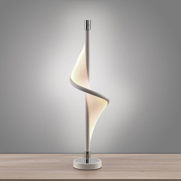 Lampada da tavolo Edano Lucande, dimmerabile, Bianco / Opale, Soggiorno / Sala da pranzo, Tessuto / Stoffa / Seta, Moderno, Lampada da tavolo