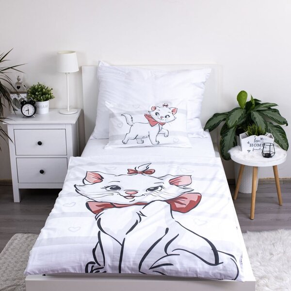 Set copripiumino e federa da bambini bianco in cotone per culla 100x135 cm Marie Cat "Bow" – Jerry Fabrics