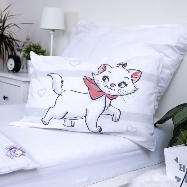 Set copripiumino e federa da bambini bianco in cotone per culla 100x135 cm Marie Cat "Bow" – Jerry Fabrics