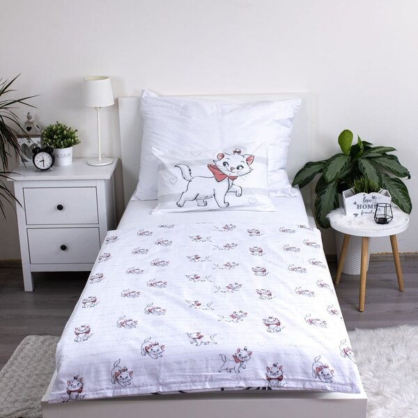 Set copripiumino e federa da bambini bianco in cotone per culla 100x135 cm Marie Cat "Bow" – Jerry Fabrics