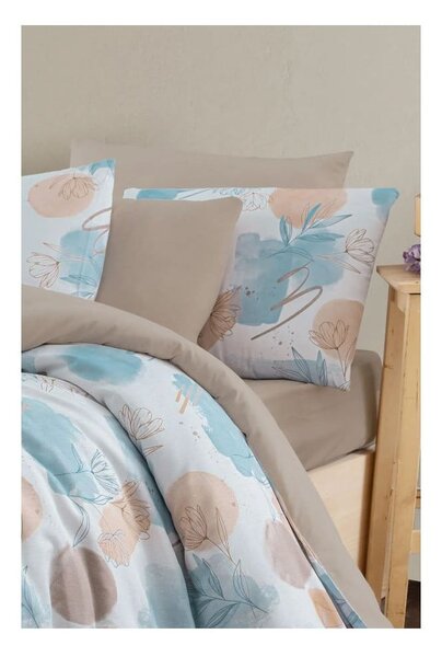 Biancheria da letto blu/marrone per letto matrimoniale/per letto prolungato con lenzuolo incluso/4 pz 200x220 cm Magnolia – Mila Home