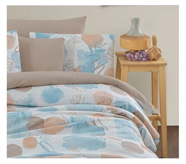 Biancheria da letto blu/marrone per letto matrimoniale/per letto prolungato con lenzuolo incluso/4 pz 200x220 cm Magnolia – Mila Home