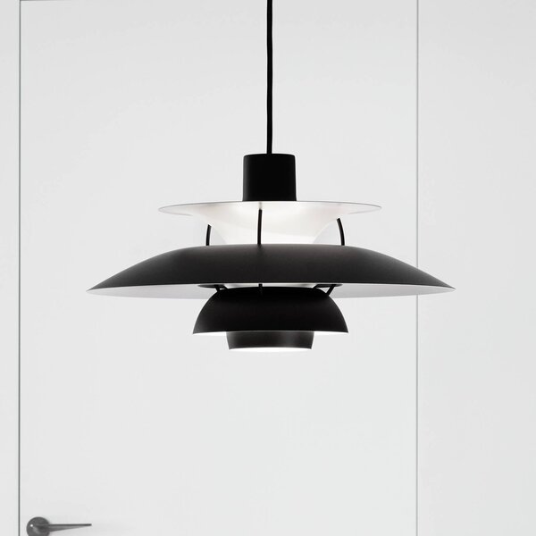Louis Poulsen Lampada a sospensione PH 5, dimmerabile, Nero, Soggiorno / Sala da pranzo, Alluminio, Design, Lampada a sospensione