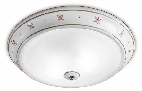 Plafoniera 2 Luci In Ceramica Color Ottone Satinato Diam.44 Cm C113 Capua