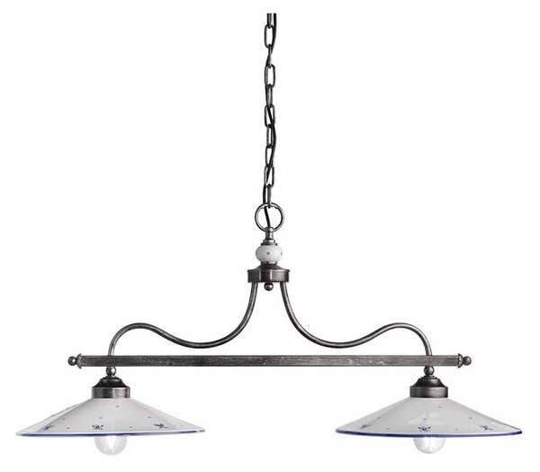 Bilancere 2 Luci In Ceramica Color Nero Sfumato Argento Diam.35 Cm C158 Asti