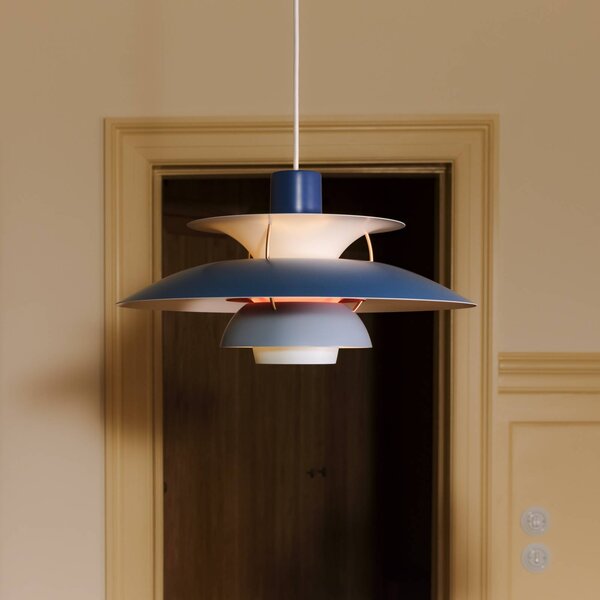 Louis Poulsen Lampada a sospensione PH 5, dimmerabile, Blu, Soggiorno / Sala da pranzo, Alluminio, Design, Lampada a sospensione