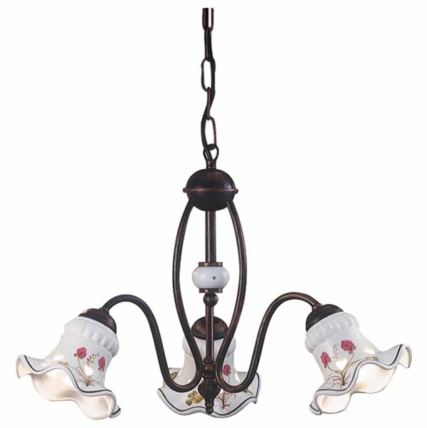 Lampadario 3 Luci In Ceramica Color Nero Sfumato Rame C168 Chieti