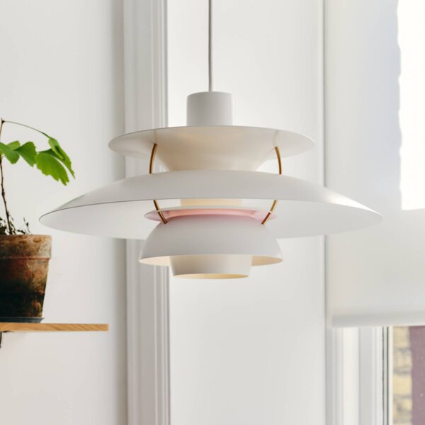 Louis Poulsen Lampada a sospensione PH 5 500, dimmerabile, Bianco / Opale, Soggiorno / Sala da pranzo, Alluminio, Design, Lampada a sospensione