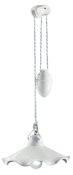 Sospensione Saliscendi 1Luce Ceramica Color Ottone Satinato Diam.30 C031 Belluno