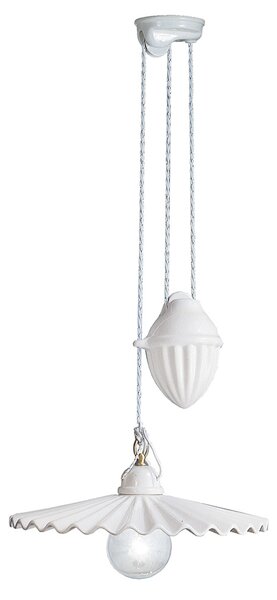 Sospensione Saliscendi 1Luce In Ceramica E Ottone Satinato Diam.41 C008 L'Aquila