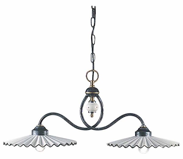 Bilancere 2 Luci In Ceramica Colore Nero Sfumato Rame Diam.31 Cm C199 L'Aquila