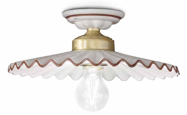 Plafoniera 1 Luce In Ceramica Colore Ottone Satinato Diam.31 Cm C086 L'Aquila