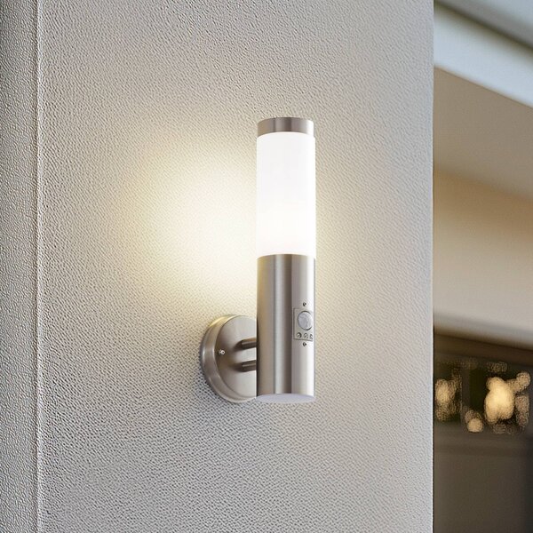 Lindby applique da esterno Kristof, rilevatore di movimento, 33 cm, E27 Kristof, Alluminio / Grigio / Zincato, Acciaio Inox, Moderno