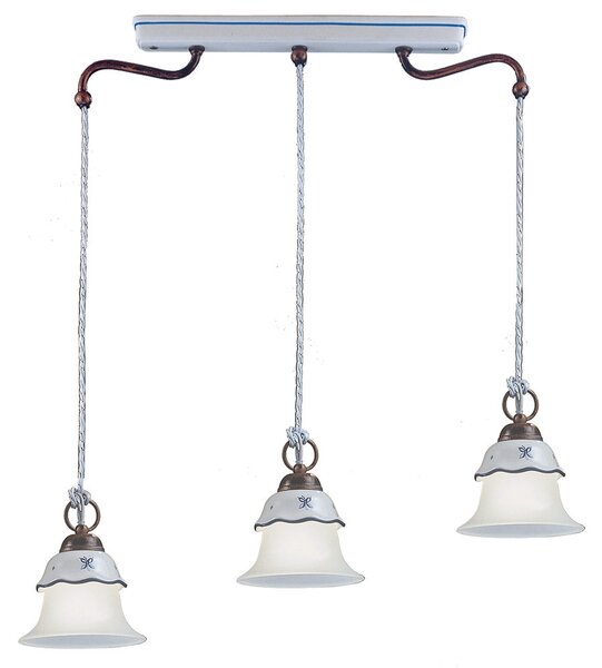 Sospensione 3 Luci In Ceramica Colore Nero Sfumato Rame C197 Ferrara