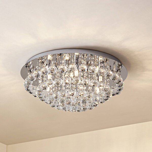 Plafoniera in cristallo Antonino Lindby, dimmerabile, Cromo / Argento, Soggiorno / Sala da pranzo, Cristallo, Moderno, Plafoniera