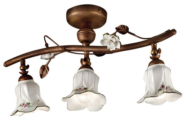 Plafoniera Lineare 3 Luci In Ceramica Colore Ruggine Largh.52 Cm C1206 Pisa
