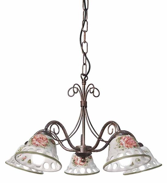 Lampadario 5 Luci In Ceramica Colore Nero Sfumato Rame Diam.56 Cm C364 Napoli