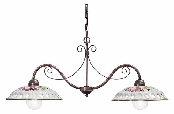 Bilancere 2 Luci In Ceramica Colore Nero Sfumato Rame Diam.33 Cm C363 Napoli