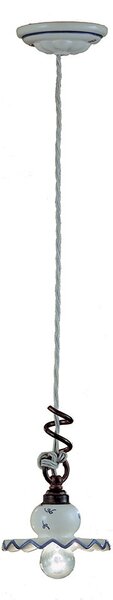 Sospensione 1 Luce In Ceramica Colore Nero Sfumato Rame Diam.14 Cm C405 Roma