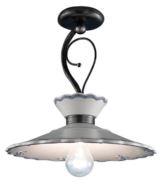 Plafoniera 1 Luce Ceramica Colore Nero Sfumato Argento Diam.31 Cm C929 Ravenna
