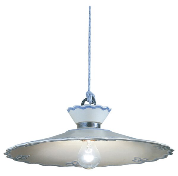 Sospensione 1 Luce Ceramica Colore Nero Sfumato Argento Diam.44 Cm C893 Ravenna