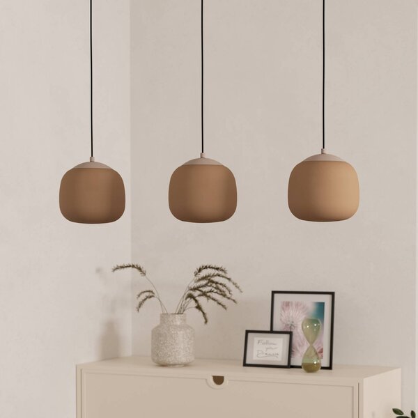 EGLO Lampada a sospensione in vetro Cominio, dimmerabile, Crema / Ambra, Soggiorno / Sala da pranzo, Vetro, Lampada a sospensione