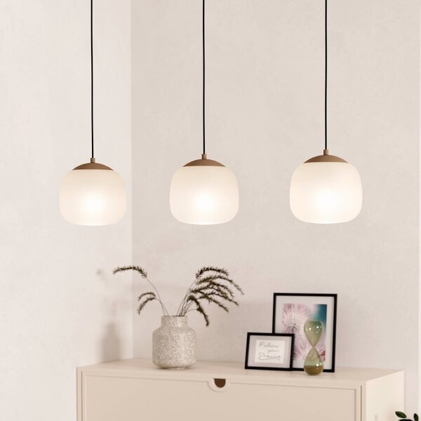 EGLO Lampada a sospensione in vetro Cominio, dimmerabile, Crema / Ambra, Soggiorno / Sala da pranzo, Vetro, Lampada a sospensione