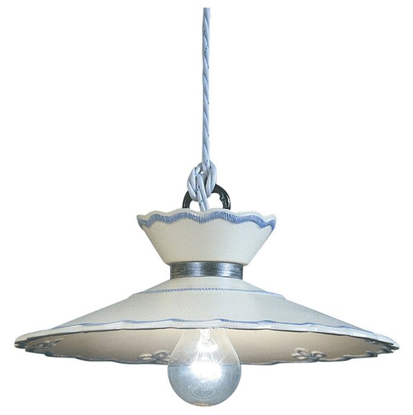 Sospensione 1 Luce Ceramica Colore Nero Sfumato Argento Diam.31 Cm C892 Ravenna