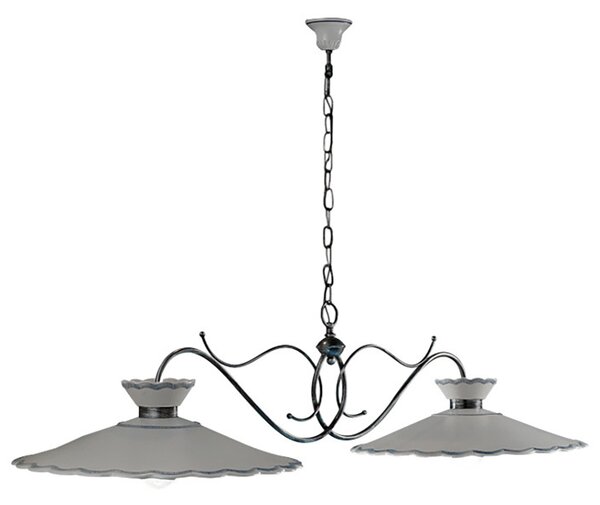 Bilancere 2 Luci In Ceramica Colore Nero Sfumato Argento Diam.44 Cm C899 Ravenna